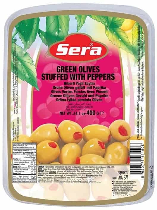 Green Olives with Paprika Vacuum-Packed 400g