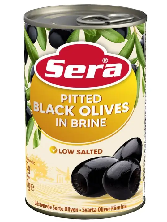Udstenede Sorte Oliven Letsaltede 360g