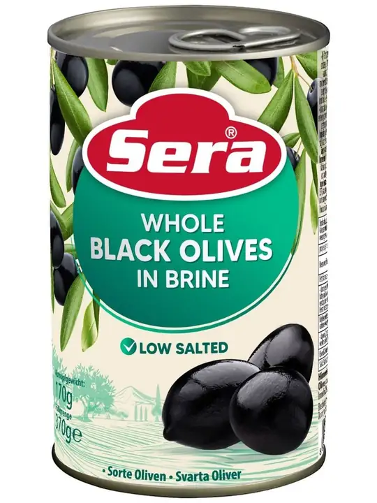 Whole Black Olives in Brine Low Salted 385ml
