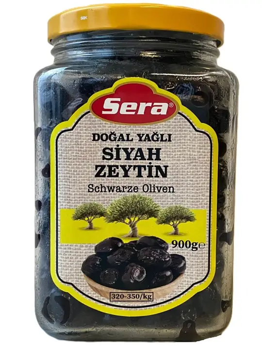 Natural Oil Cured Black Olives 900g