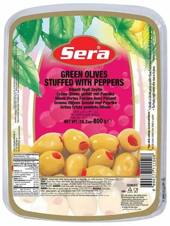 Green Olives with Paprika Vacuum-Packed 800g