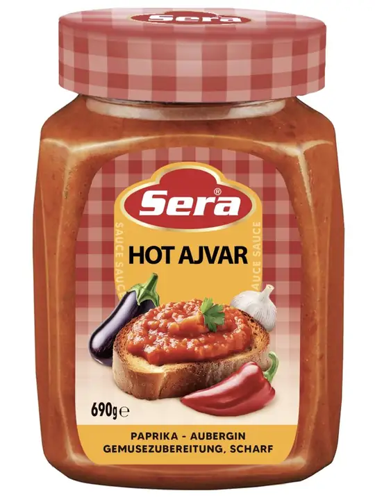 Ajvar Stærk Rød Peberfrugt- og Auberginepuré 690g