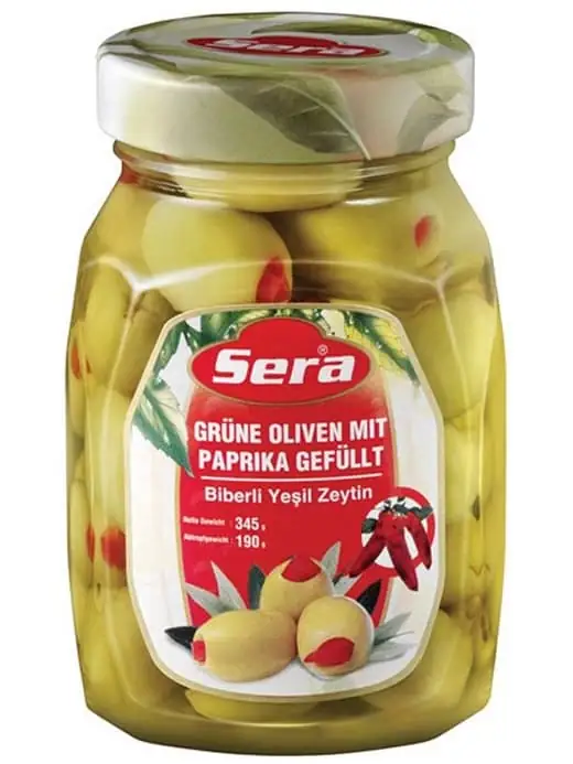 Green Olives with Paprika in Jar 350ml